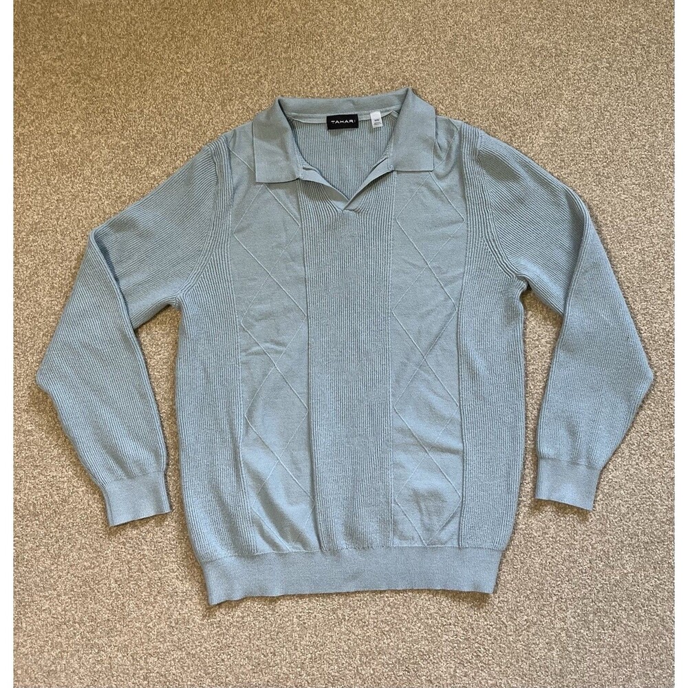 Tahari Sweater Womens Medium Knit Pullover Collared Long Sleeve Knit Soft